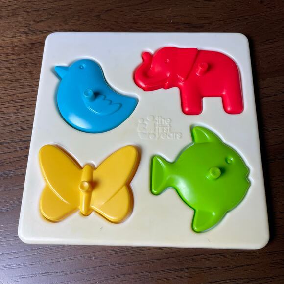The First Years 4 Piece Puzzle Vintage 1977 Fruit Animal Plastic Hong Kong Toy - Picture 2 of 11